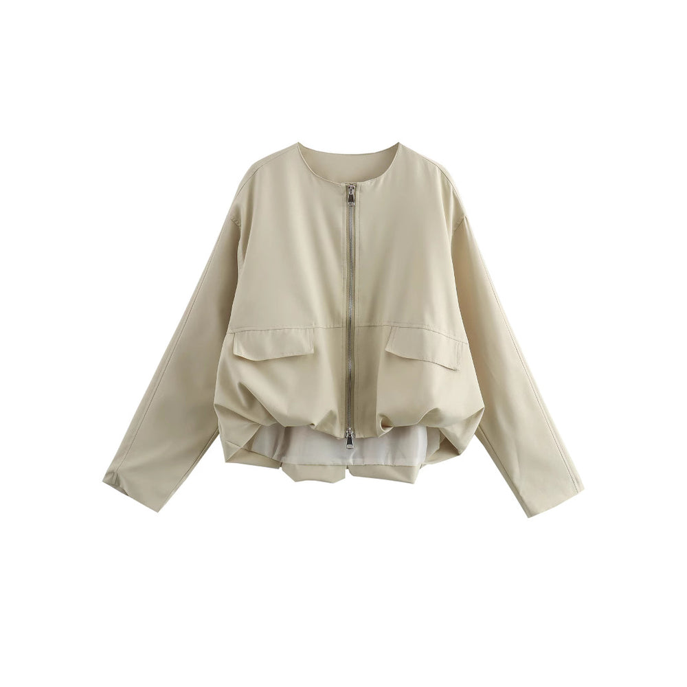 Damen lässige Jacke mit praktischen Taschen und Reißverschluss Fudus