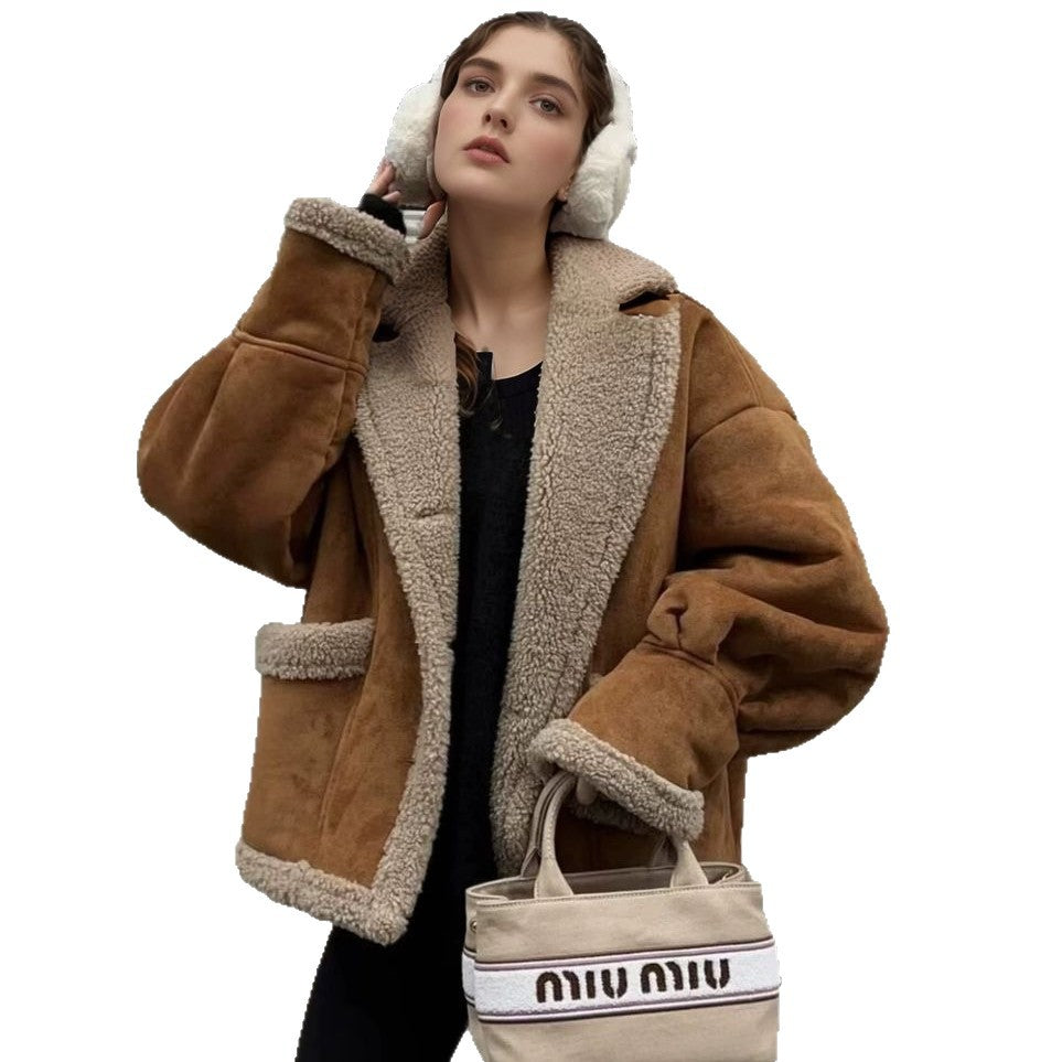 Damen Jacke im Oversized-Stil mit warmem Fleece-Futter Fudus