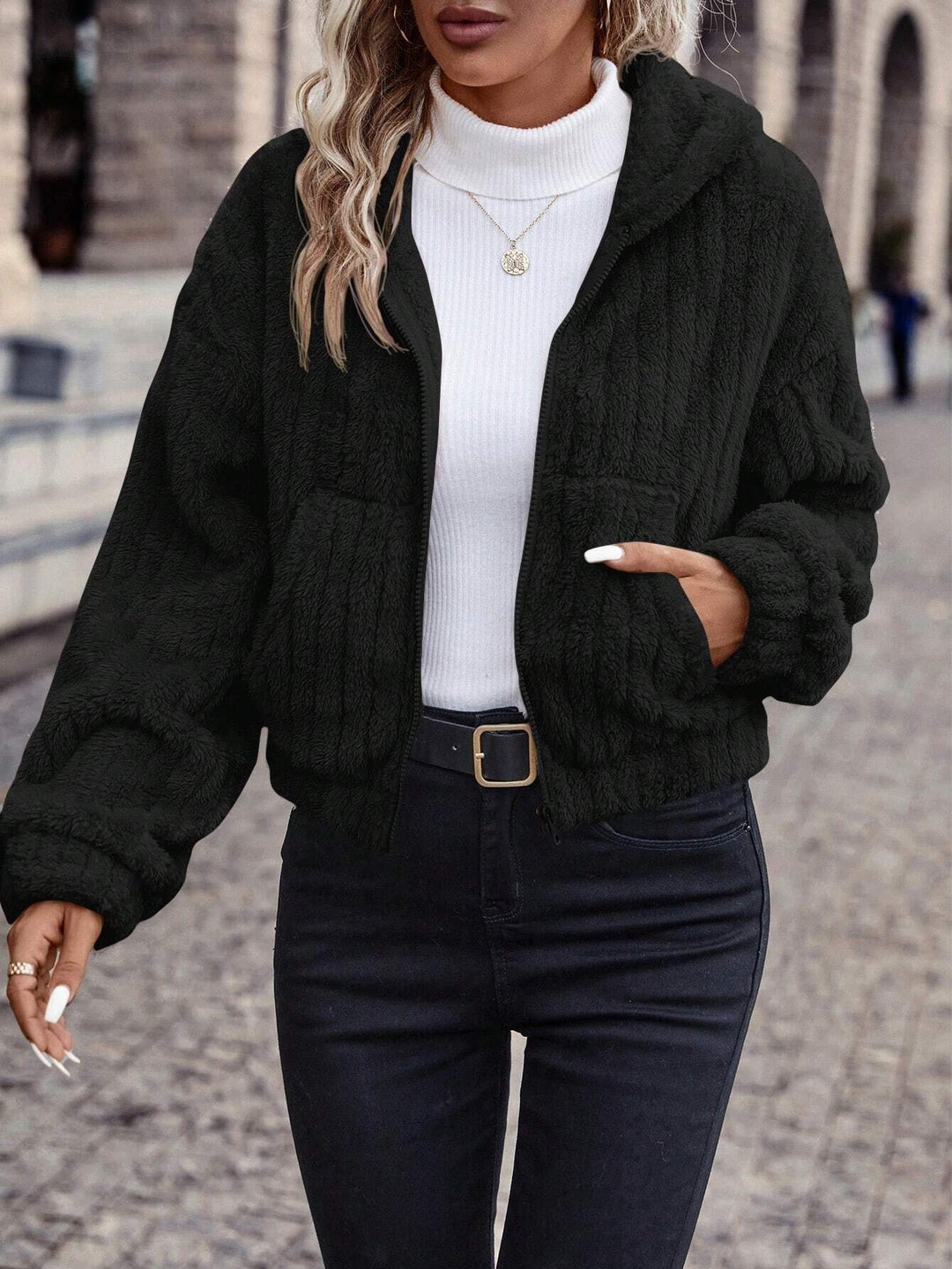 Damen kuschelige Fleecejacke Fudus