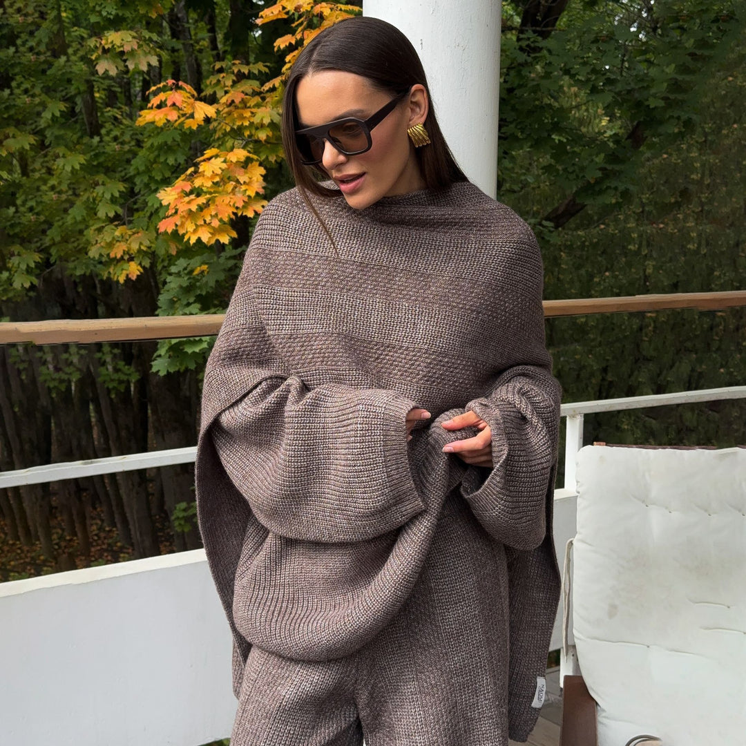 Damen Komfortabler Strick-Loungewear-Anzug Fudus