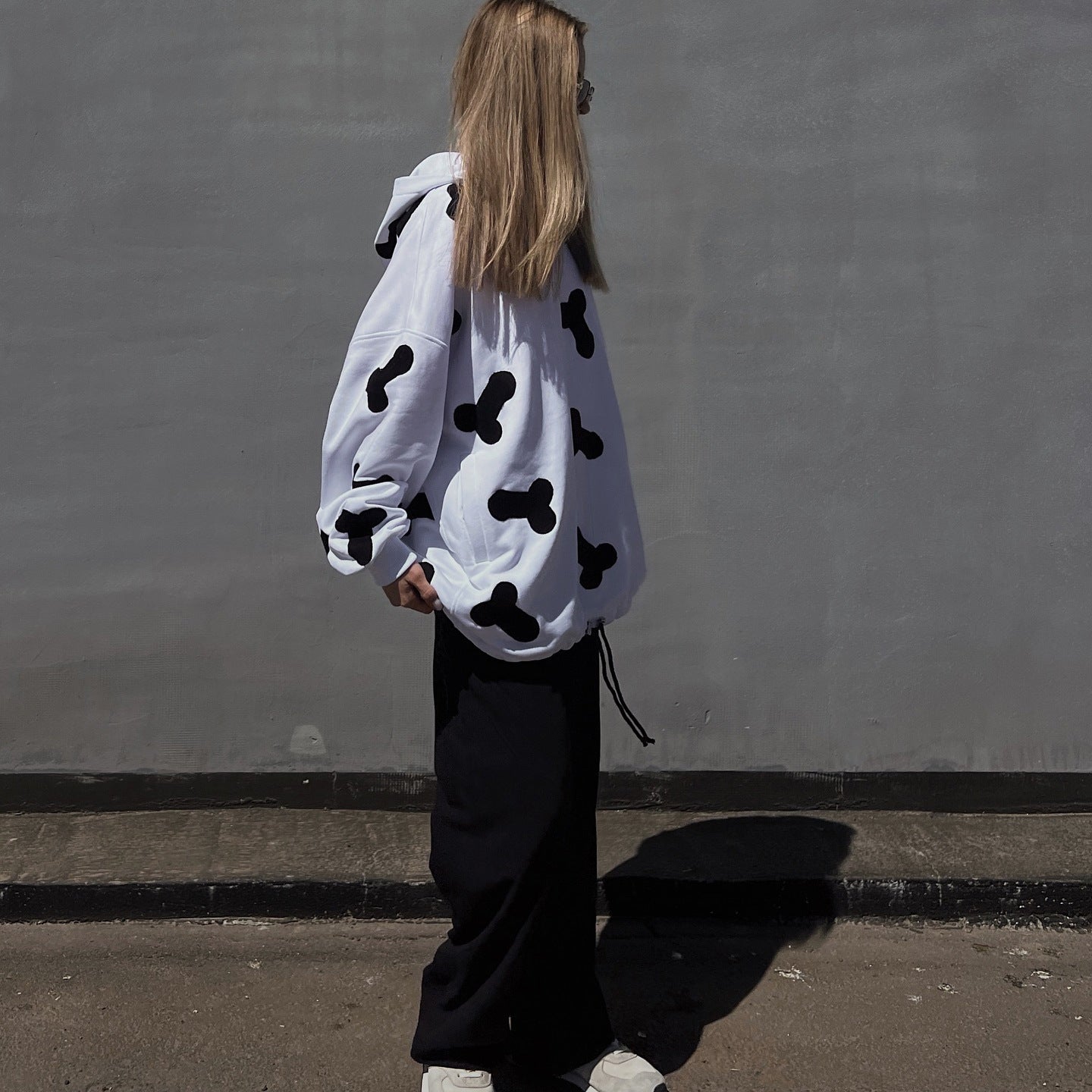 Damen Kapuzenpullover mit kreativem Herzmotiv und lässigem Oversized-Schnitt Fudus