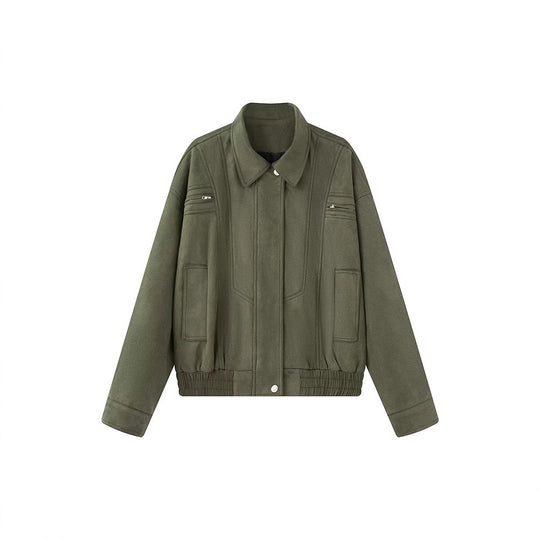 Damen lässige Freizeitjacke mit hohem Kragen und praktischen Taschen Fudus