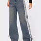 Damen Jeans Weit Geschnitten Seitliche Streifen Sportlich
