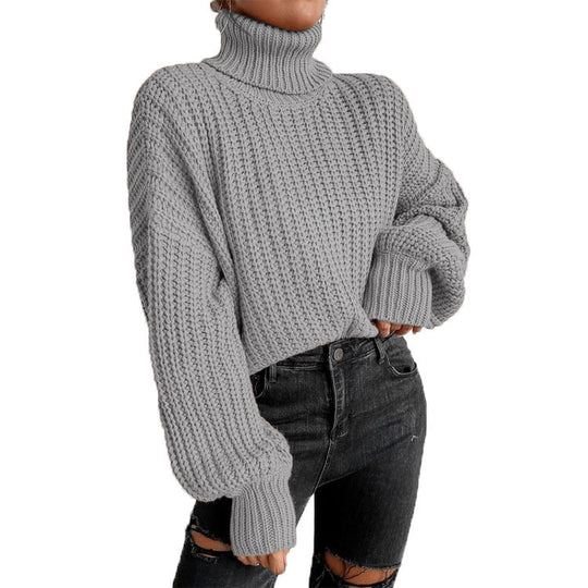 Damen kuscheliger Rollkragenpullover mit strukturiertem Strickmuster Fudus