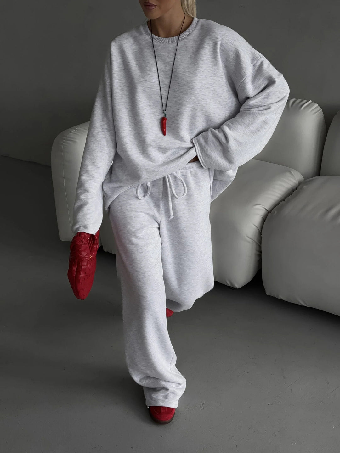 Damen Komfortabler Sweatanzug mit hohem Bund Fudus