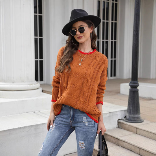 Damen Grobstrickpullover mit lässiger Passform und strukturiertem Design Fudus