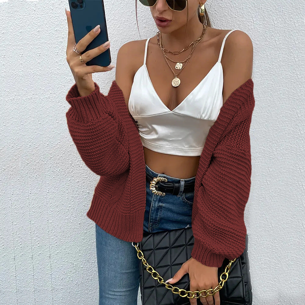 Damen Grobstrickjacke mit oversized Ärmeln und offener Front Fudus