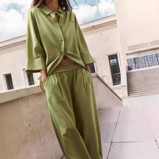 Damen lässige Oversize-Hembluse aus leichtem Baumwollmix mit klassischen Details Fudus