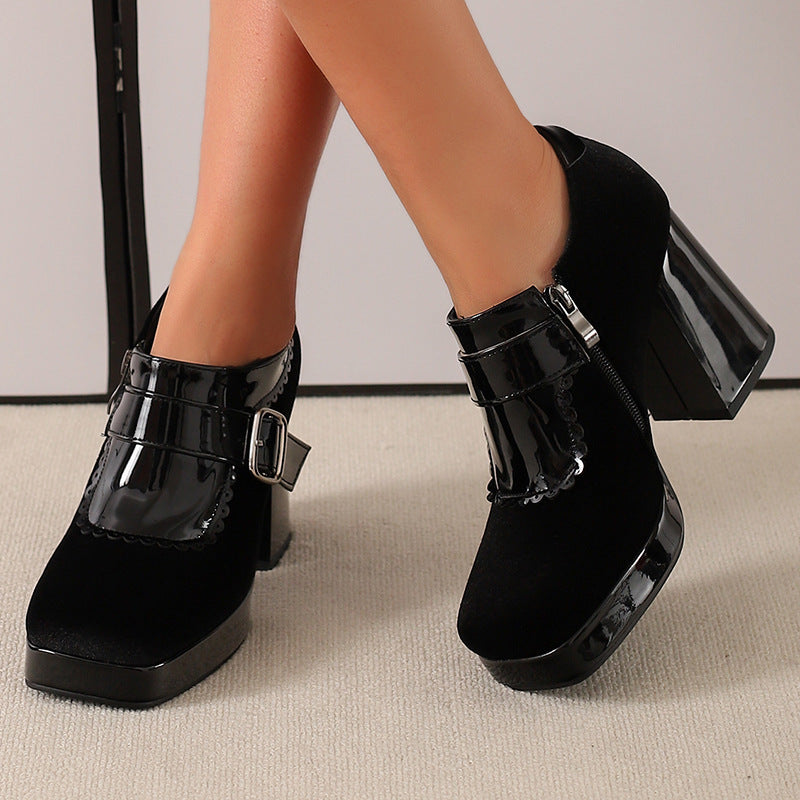 Damen Elegante High Heel Schnürstiefeletten Fudus