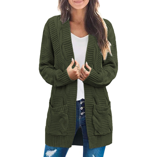Damen Grobstrickcardigan mit großen Taschen und strukturiertem Muster Fudus