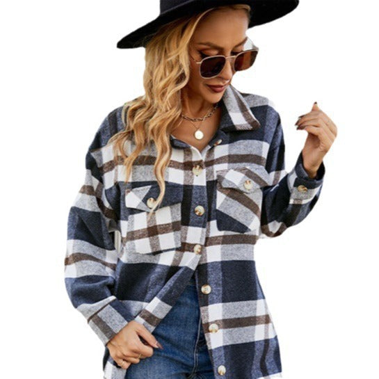 Damen Karierte Überhemdjacke Fudus