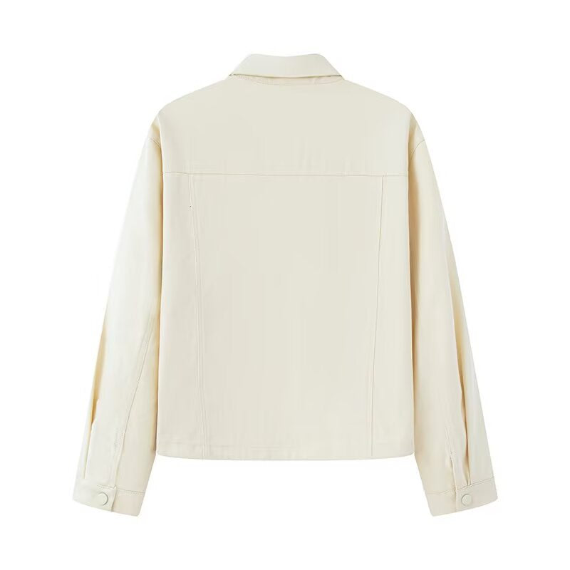 Damen lässige Jeansjacke mit praktischen Taschen Fudus