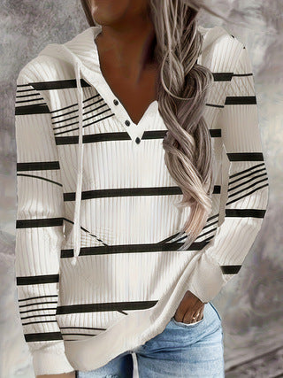 Damen modischer Kapuzenpullover mit maritimem Grafikdesign Fudus