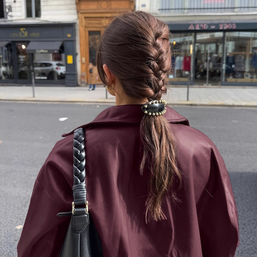 Damen Kunstlederjacke im modischen Oversized-Schnitt Fudus