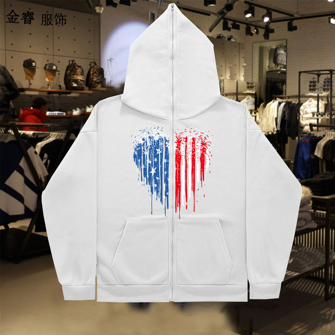 Damen Kapuzenjacke mit einzigartigem Herzmotiv und Reißverschluss Fudus