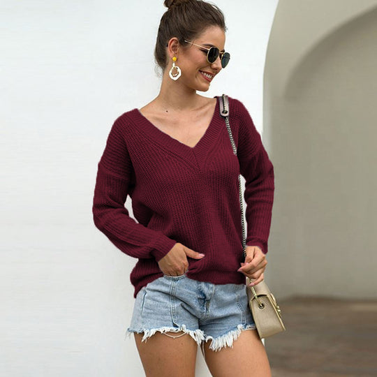 Damen komfortabler Strickpullover Fudus