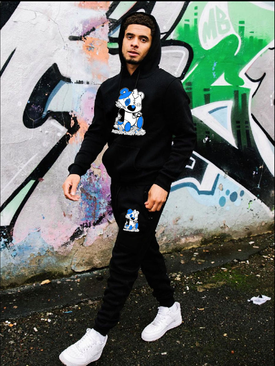 Damen Kapuzenpullover und Jogginghose Set mit kreativem Bärenmotiv Fudus