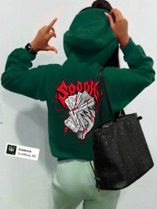 Damen Kapuzenpullover mit kreativer Grafik und hoher Passform Fudus