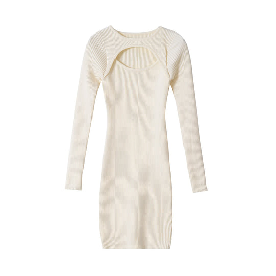 Damen langärmliges Strickkleid mit Cut-Out-Details Fudus