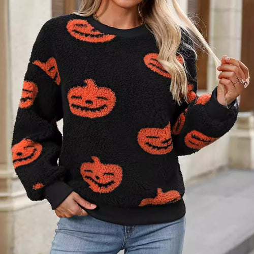Damen Kuscheliger Sweatshirt mit Halloween-Motiv Fudus