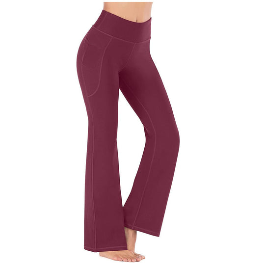 Damen Hochtaillierte Bootcut-Yoga-Hose mit praktischen Taschen Fudus