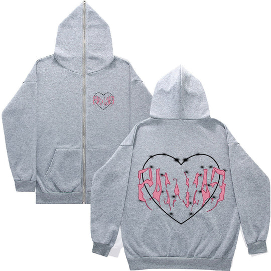 Damen Kapuzenjacke mit einzigartigem Herzdesign und durchgehendem Reißverschluss Fudus