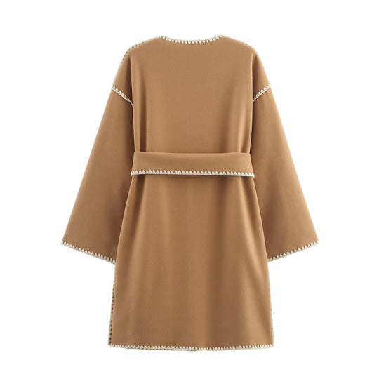 Damen modischer Kimono mit Bindegürtel und Taschen Fudus