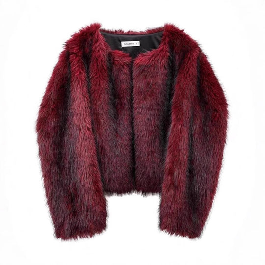 Damen Kurze Kunstfelljacke mit elegantem Design und weichem Innenfutter Fudus