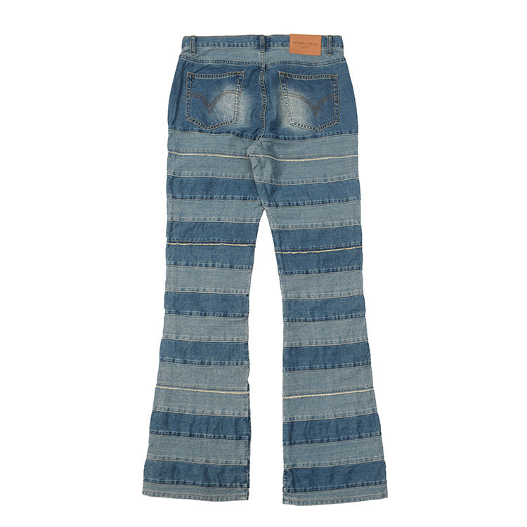 Damen Jeanshose mit modernem Streifenmuster und bequemer Passform Fudus