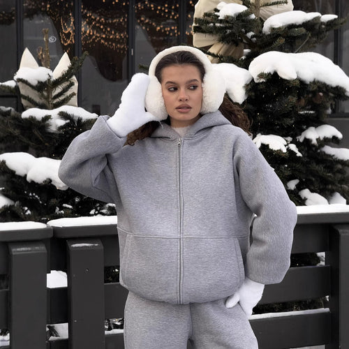 Damen kuschelige Kapuzenjacke