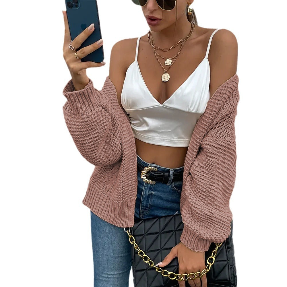 Damen Grobstrickjacke mit oversized Ärmeln und offener Front Fudus