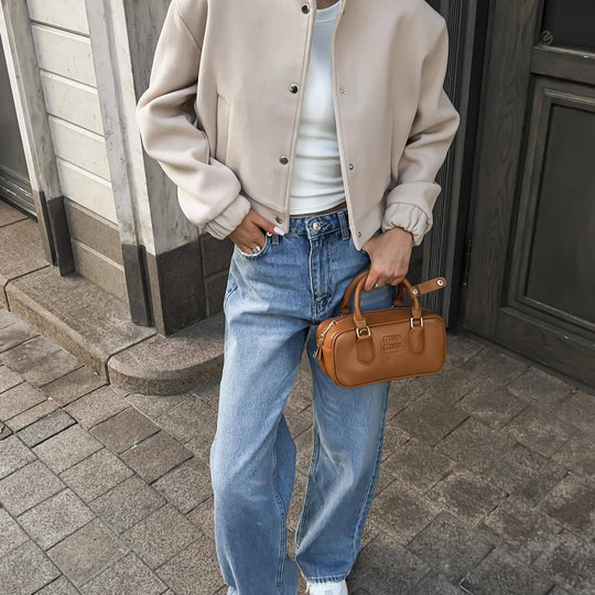 Damen lässige Bomberjacke mit elastischen Bündchen und modischem Schnitt Fudus