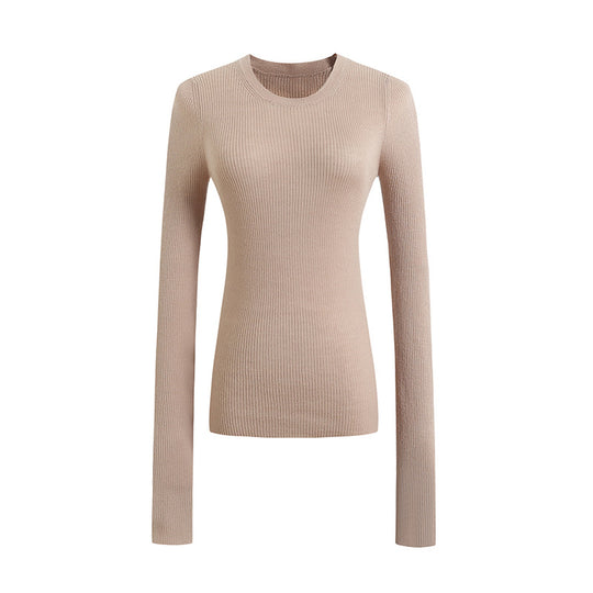 Damen langärmliges Ripp-T-Shirt