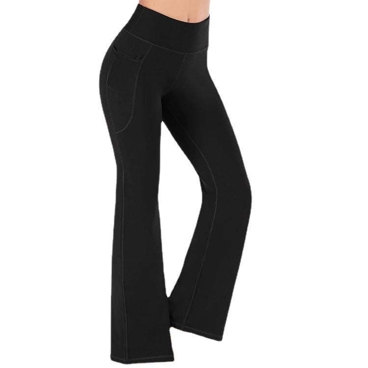 Damen Hochtaillierte Bootcut-Yoga-Hose mit praktischen Taschen Fudus