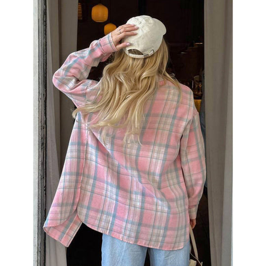 Damen Karierte Baumwollbluse Fudus