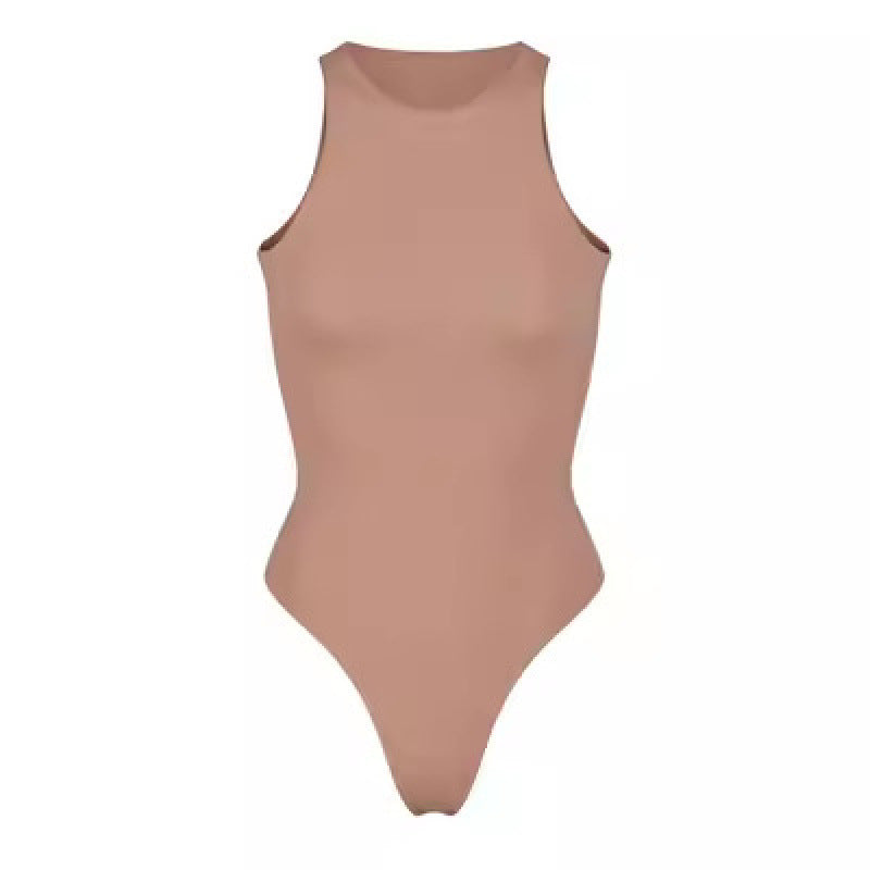 Damen Body Sportlich Hoher Hals Elegant Schlicht Dehnbar