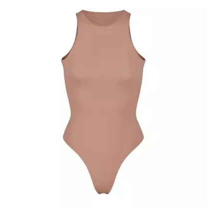 Damen Body Sportlich Hoher Hals Elegant Schlicht Dehnbar