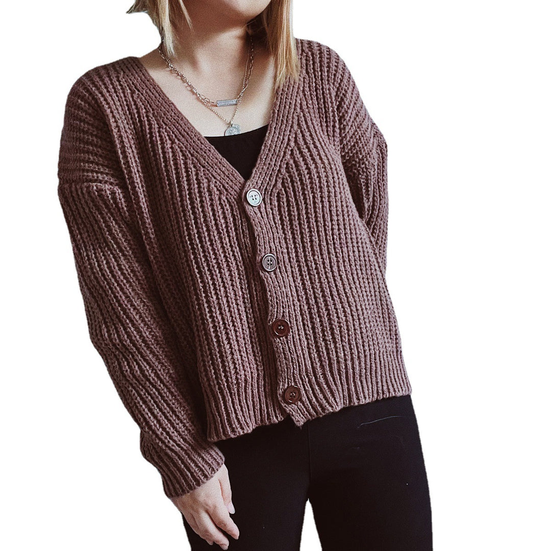 Damen kuschelige Strickjacke mit modernen Knopfdetails und weitem Schnitt Fudus