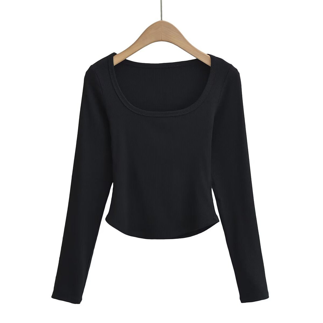 Damen langärmliges Oberteil mit rippierter Struktur Fudus