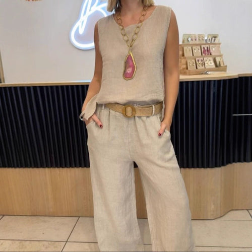 Damen lässige Leinen-Hosenanzug Fudus
