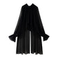 Damen elegantes Chiffon-Cape mit voluminösen Ärmeln Fudus