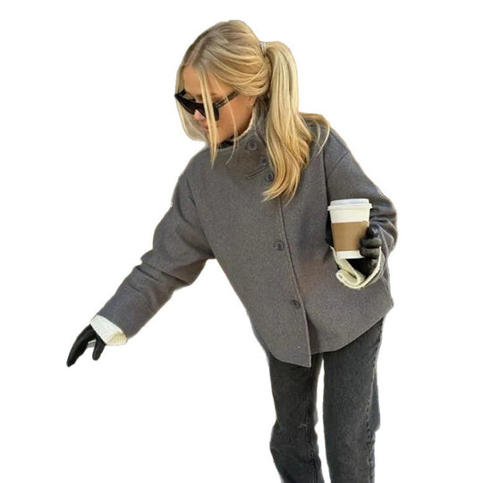 Damen lässige Blousonjacke mit hochschließendem Kragen Fudus