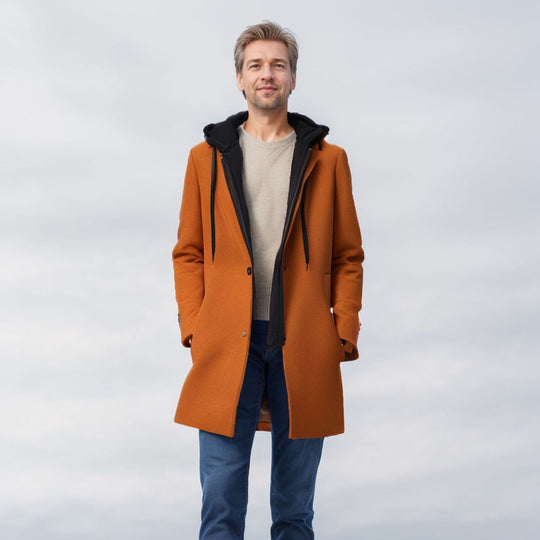 Damen langer Mantel mit Kapuze Fudus