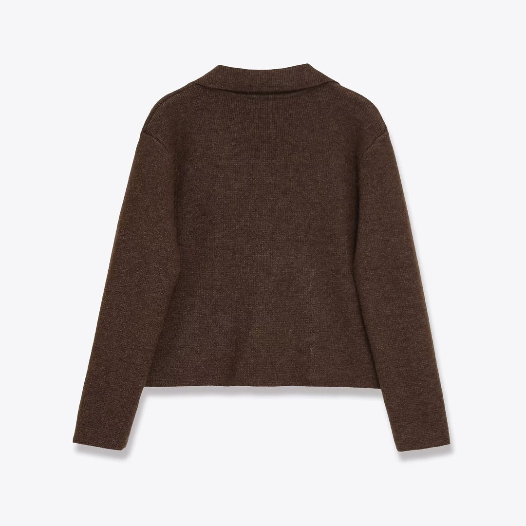 Damen kuschelige Strickjacke mit praktischen Taschen und modernem Reverskragen Fudus