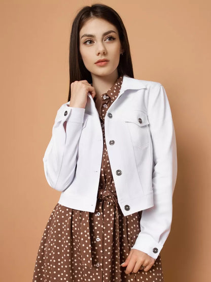 Damen Jeansjacke mit modernem Schnitt und dekorativen Knopfdetails Fudus