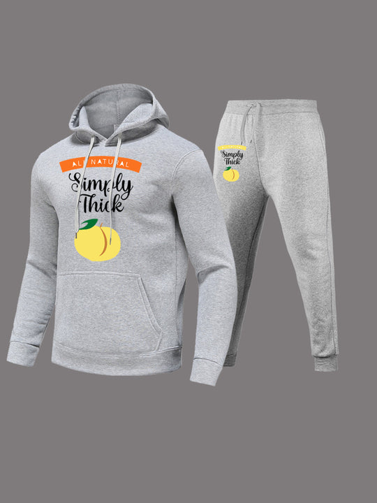 Damen Hoodie- und Jogginghose-Set mit kreativem Fruchtmotiv und bequemer Passform Fudus