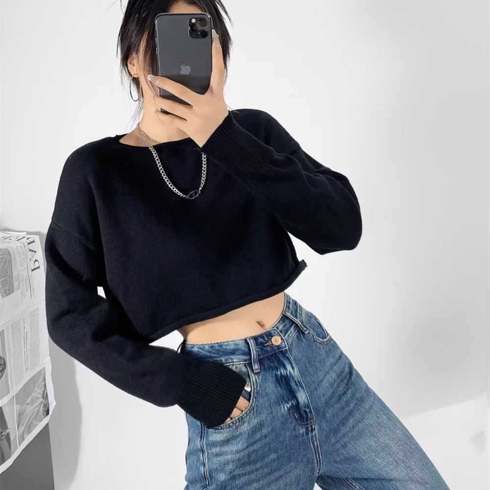 Damen modischer cropped Pullover Fudus