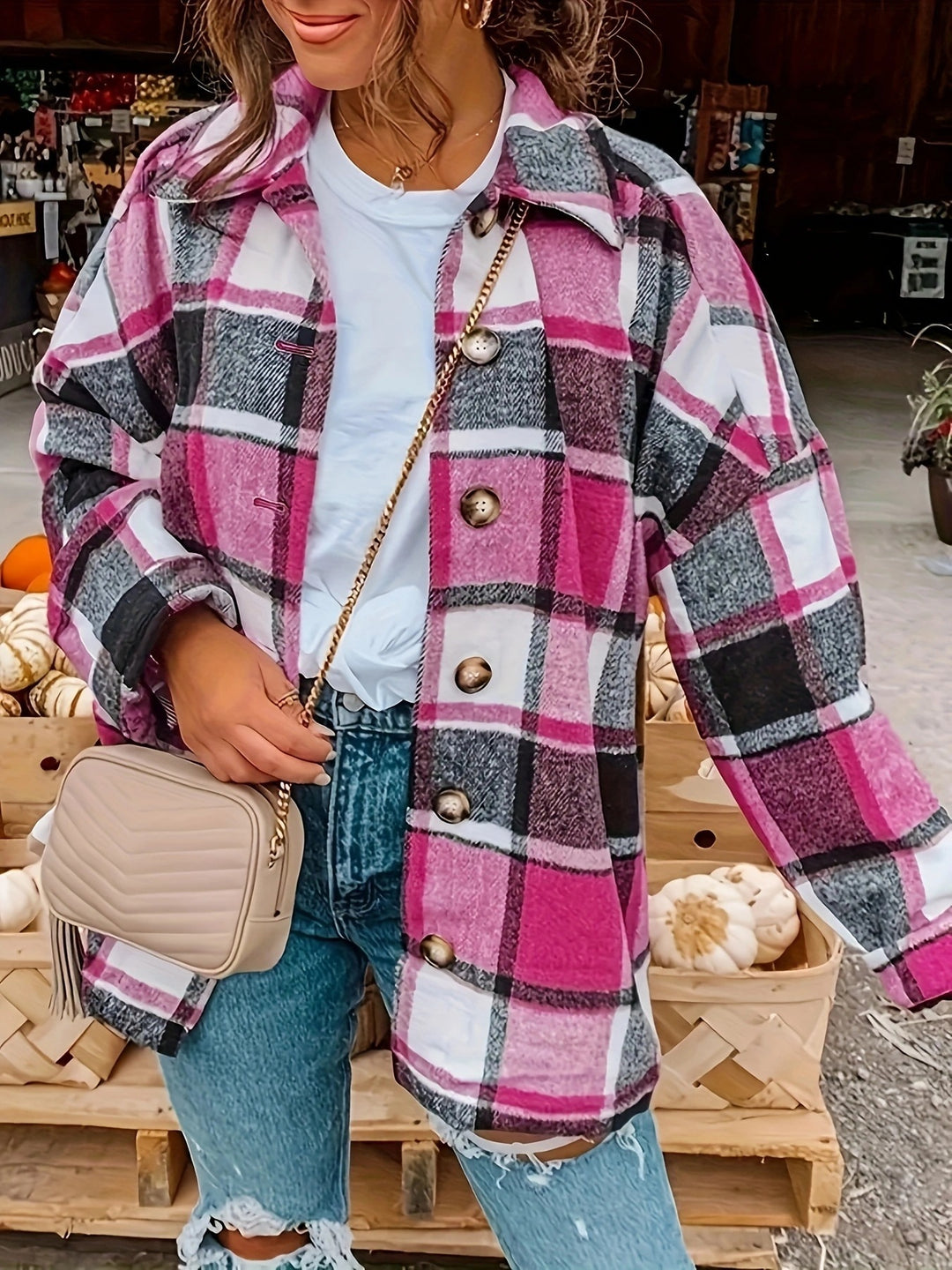 Damen Karierte Flanelljacke Fudus