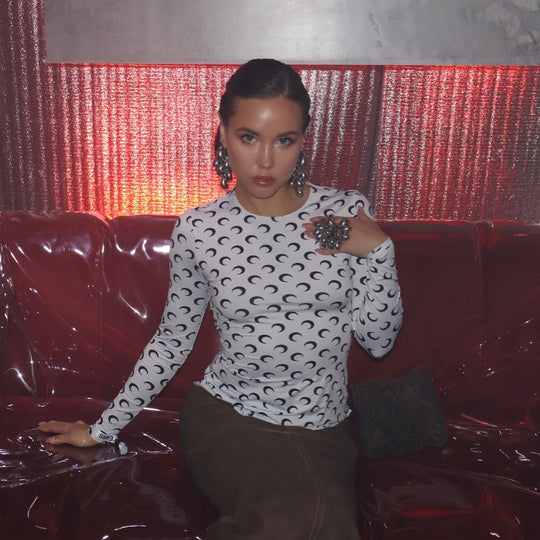 Damen Langarmshirt mit modernem Mondmotiv Fudus