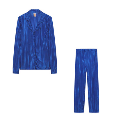 Damen elegantes Satin Pyjama-Set mit modernem Streifenmuster Fudus